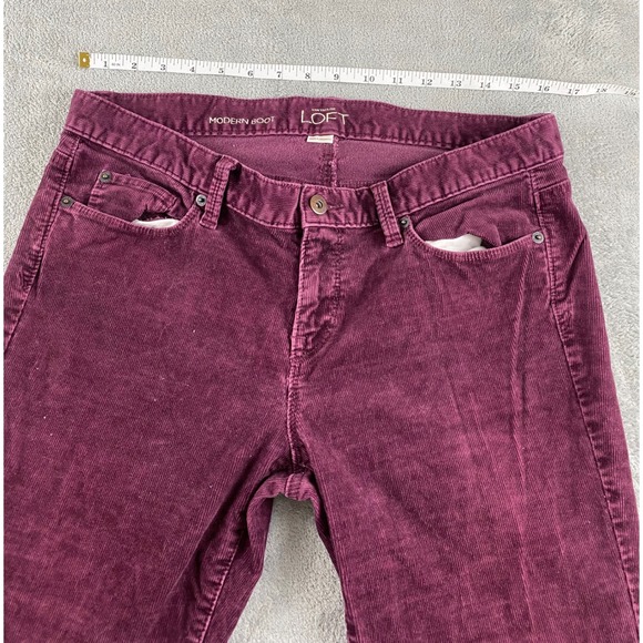 LOFT Modern Boot Corduroy Pants Burgundy Women's Size 10 Flared - Picture 5 of 11